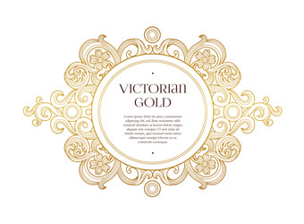 golden element round frame for design template vector