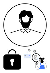 personal data security concept with lock user vector image