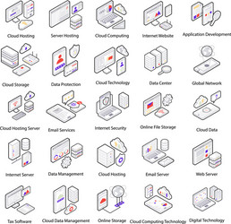Web hosting isometric icons vector