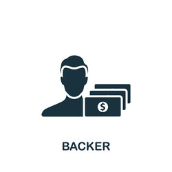 Backer icon monochrome simple crowdfunding vector