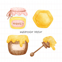 Cute honey from bee elements watercolor cartoon vector