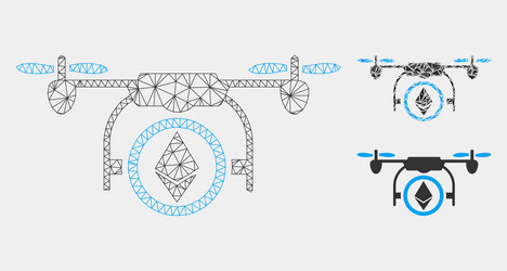 Ethereum copter mesh 2d model and triangle vector