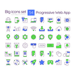 progressive web app rgb color icons set vector image