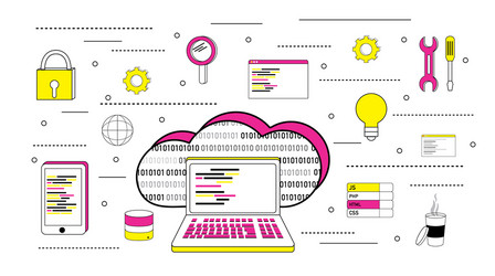 Set of program codes icons vector