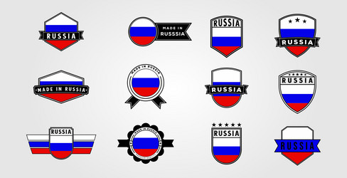 set of russia flag badge logo design collection vector