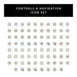 Control and navigation icon set with filled vector