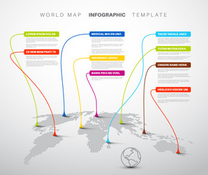 Infographic light world map with pointer marks vector