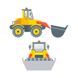 loader with bucket side view and front vector