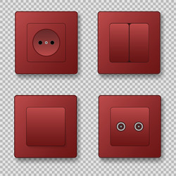 red sockets and switches on a transparent vector