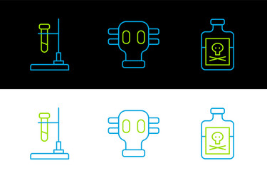 Set line poison in bottle test tube flask fire vector