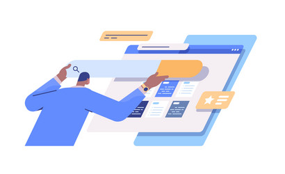 man developer creating website ui interface web vector image