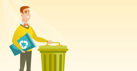 man with recycle bin and trash can vector