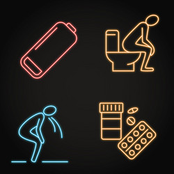 neon stomach problems icon set in line style Vector Image