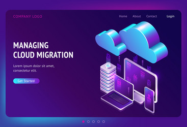 Digital Data Migration Landing Page vector image