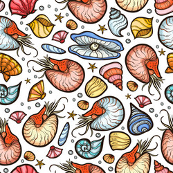 nautilus and shell seamless pattern vector image