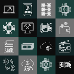 set line cryptocurrency bitcoin in circuit wallet vector image