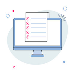 checklist document with cross marks in computer vector image
