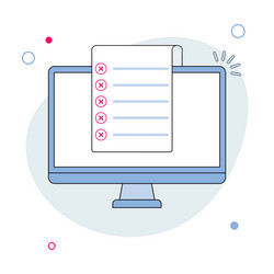 Checklist document with cross marks in computer vector