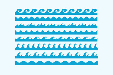 sea waves patterns different style curve various vector