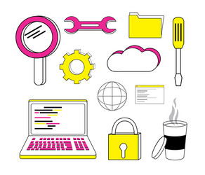 Set of program codes icons vector