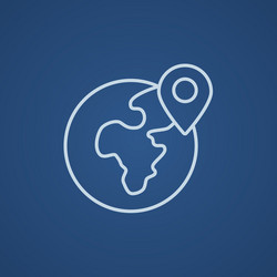 globe with pointer line icon vector image