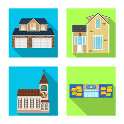 isolated object of building and front logo set vector image
