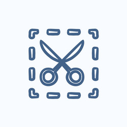 Scissors with dotted lines sketch icon vector