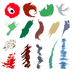 a set colored brush strokes and spots elements vector