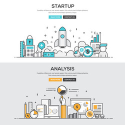 Data analysis circle template flat line icons Vector Image