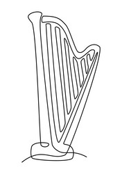 musical instrument continuous line harp string vector image
