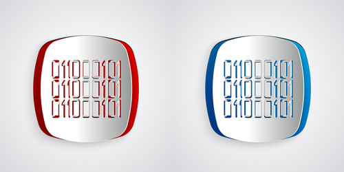 paper cut binary code icon isolated on grey vector image
