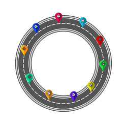 road and highway circle with markers for city map vector image