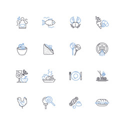 snacking line icons collection nibbling munching vector