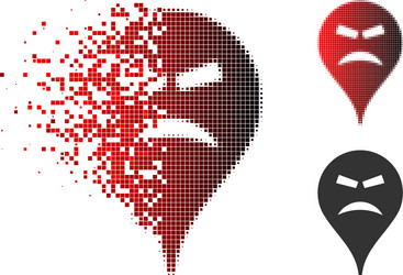 dispersed pixelated halftone furious smiley map vector image