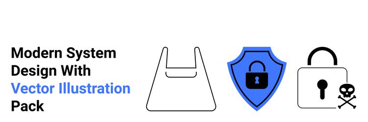 secure system design elements with shield lock vector image