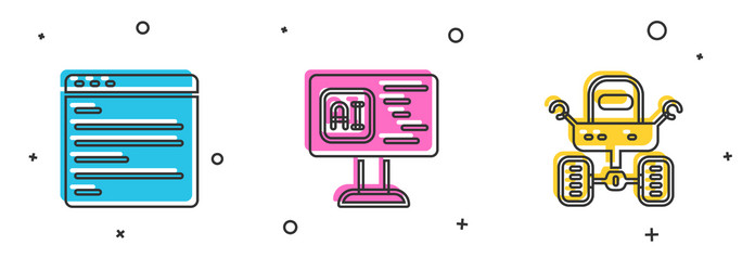 set computer api interface software and mars vector
