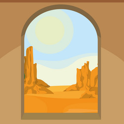 View of the desert from window vector