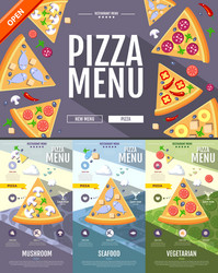 flat style pizza menu concept web site design vector image