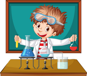 Scientist in Lab with Science Tools vector image