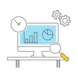 Data analysis circle template flat line icons Vector Image