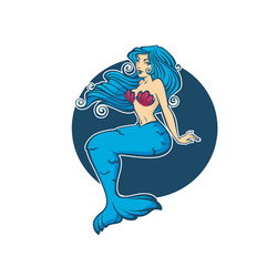 Cartoon Mermaid Girl Underwater Vector Image