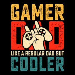 gamer funny vintage fathers day t-shirt design vector