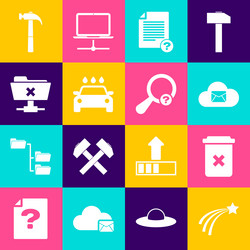 set falling star trash can cloud mail server vector image