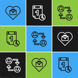 Set line heart with text work project team base vector