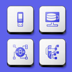 set usb flash drive cloud database blockchain vector image
