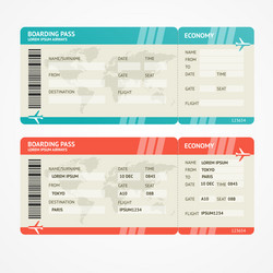 Boarding pass tickets airplane set Royalty Free Vector Image