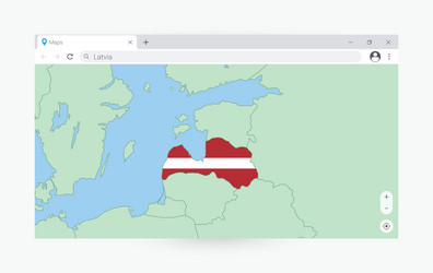 Browser window with map of latvia searching vector