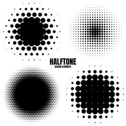 circle halftone design elements with black dots vector image