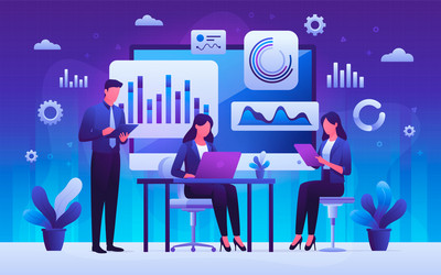 gradient analyst data cartoon background vector image
