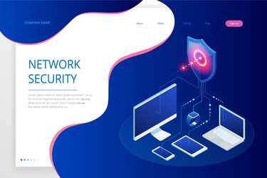 isometric protection network security and safe vector image